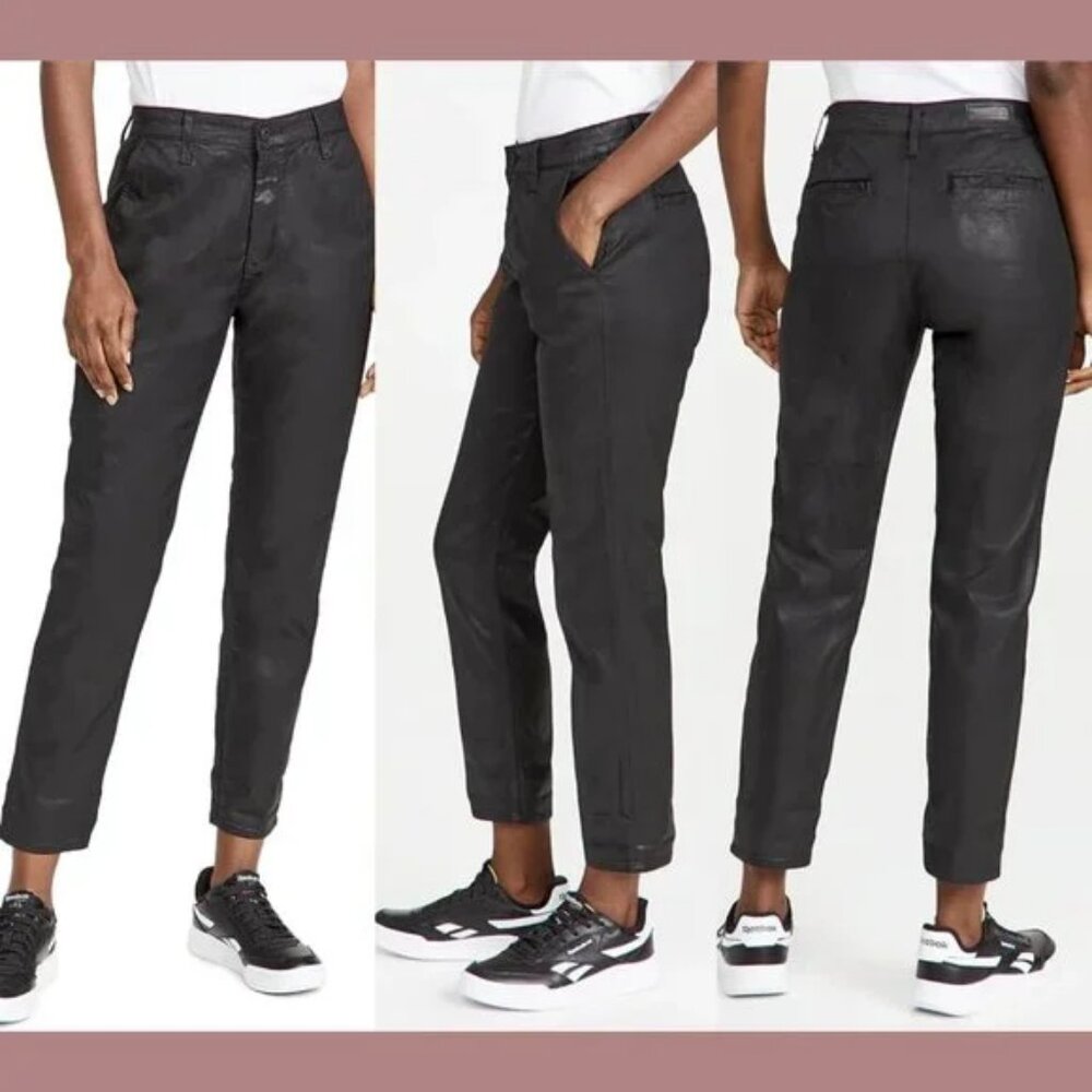 NEW NWOT AG ADRIANO GOLDSCHMIED THE CADEN TAILORED TROUSER PANTS FAUX LEATHER 25